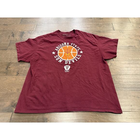 Pac 12 Mens Red Arizona State Sun Devils Short Sleeve T-Shirt Size XXL 2XL - Picture 2 of 7
